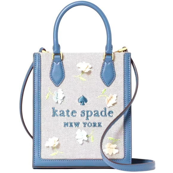 kate spade Handbags - kate spade Small Tote in Light Blue and White with Floral Appliqué